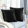 thumbnail image 1 of Nestl Velvet Throw Pillow Covers Solid Square Soft Decorative Pillow Cover for Sofa, 24" x 24", Black, Pack of 2, 1 of 8