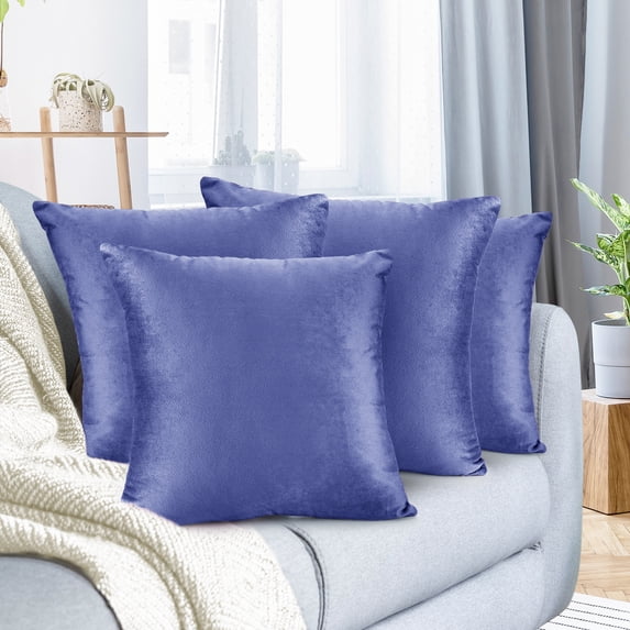 Nestl Velvet Throw Pillow Covers Solid Square Soft Decorative Pillow Cover for Sofa, 26" x 26", Calm Blue, Pack of 4