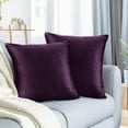 thumbnail image 1 of Nestl Velvet Throw Pillow Covers Solid Square Soft Decorative Pillow Cover for Sofa, 26" x 26", Eggplant, Pack of 2, 1 of 8