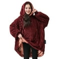 thumbnail image 1 of Nestl Wearable Blanket Hoodie for Kids, Oversized Hooded Blanket One Size Fits All, Reversible Plush Microfiber, Burgundy/Rainbow, 1 of 7