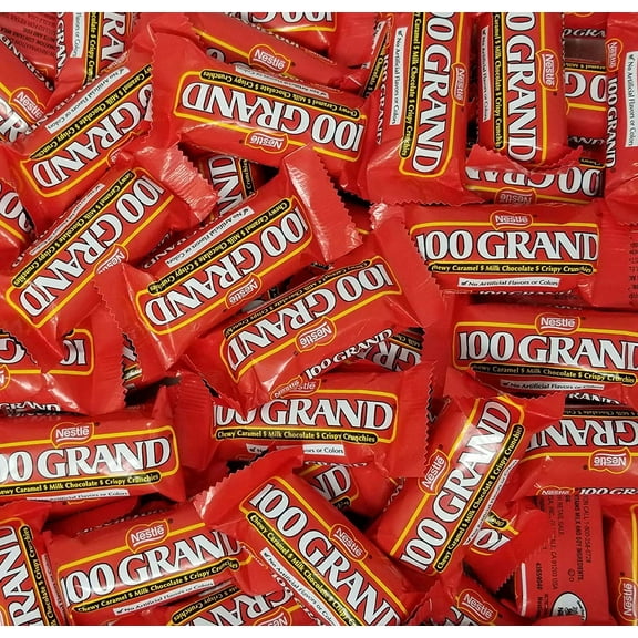 Nestle 100 Grand Milk Chocolate Candy Bar Fun Size, Chewy Caramel Treat, 2 Lbs