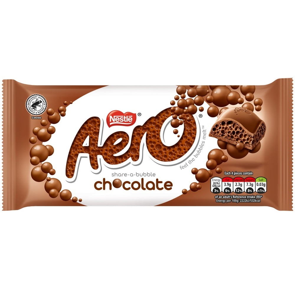 Nestle Aero Milk Chocolate Bar 90g (Pack of 2)