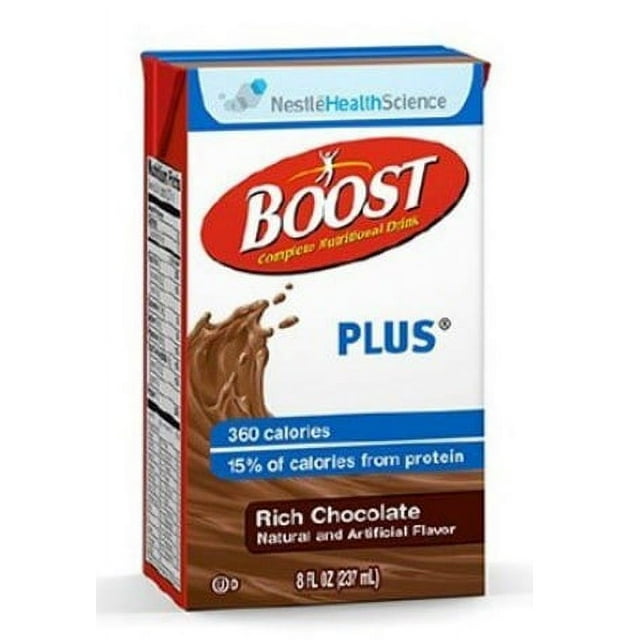 Nestle BOOST PLUS Oral Supplement, Rich Chocolate 8 oz., Pkg of 27 - Model 4390093238
