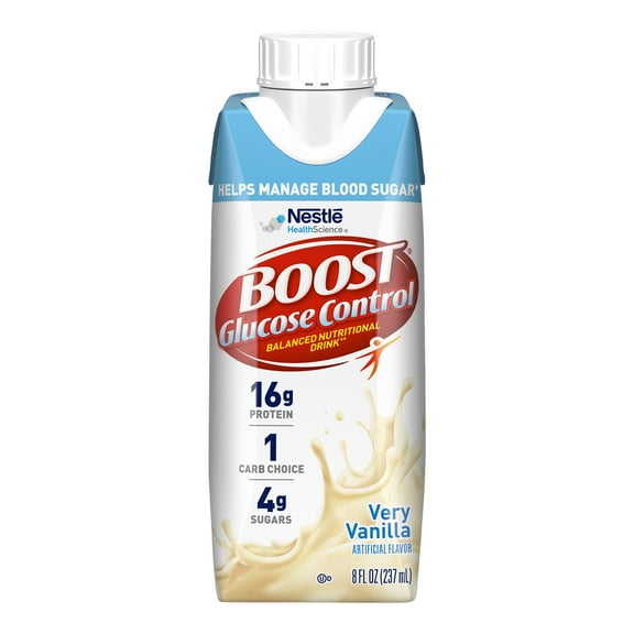 Nestle Boost Glucose Control Balanced Nutritional Drink Very Vanilla 8 oz Carton 24 Ct