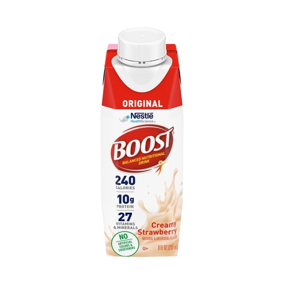 Nestle Boost Original Balanced Nutritional Drink Creamy Strawberry 8 oz Carton 24 Ct