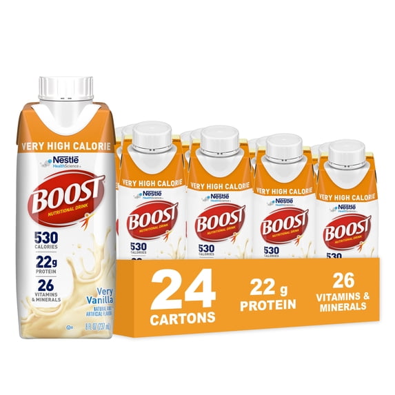 BOOST, Very High Calorie Nutritional Drink, 8 fl oz, Pack of 24 ...