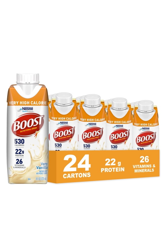 Very High Calorie Nutritional Protein Drink, Very Vanilla, 8 fl oz, Pack of 24