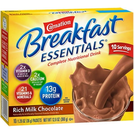 Carnation Breakfast Essentials Rich Milk Chocolate Instant Powder, 36 Gram, 60 Count