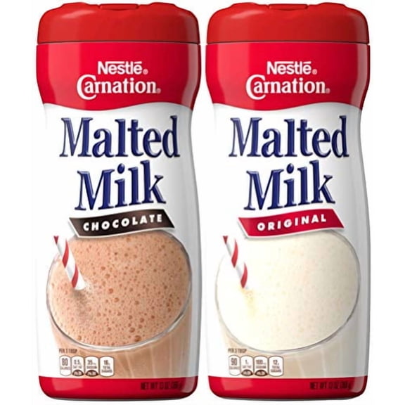 Nestle Carnation Malted Milk Powder, Chocolate and Orginal Flavor Bundle, 13 Oz Containers (2 Items)