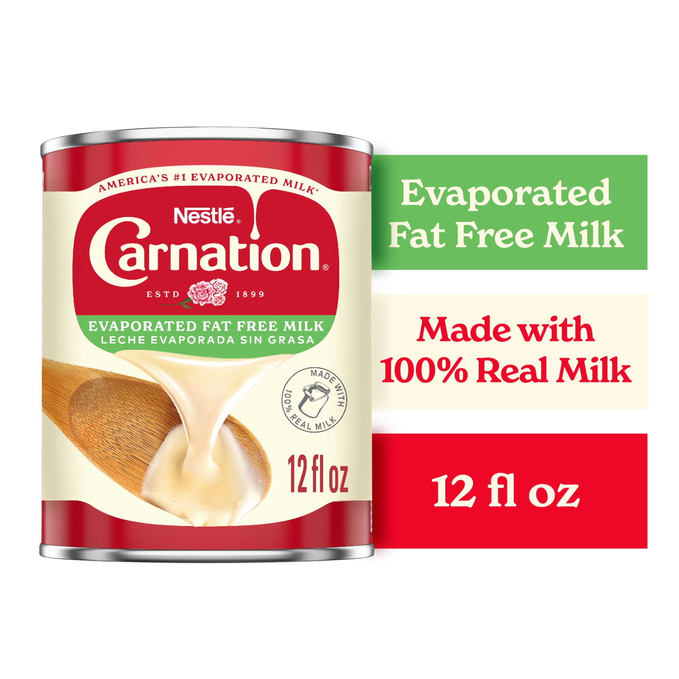 Nestle Carnation Vitamin A and D Added Fat-Free Liquid Evaporated Milk for Easter Baking, 12 fl oz Can