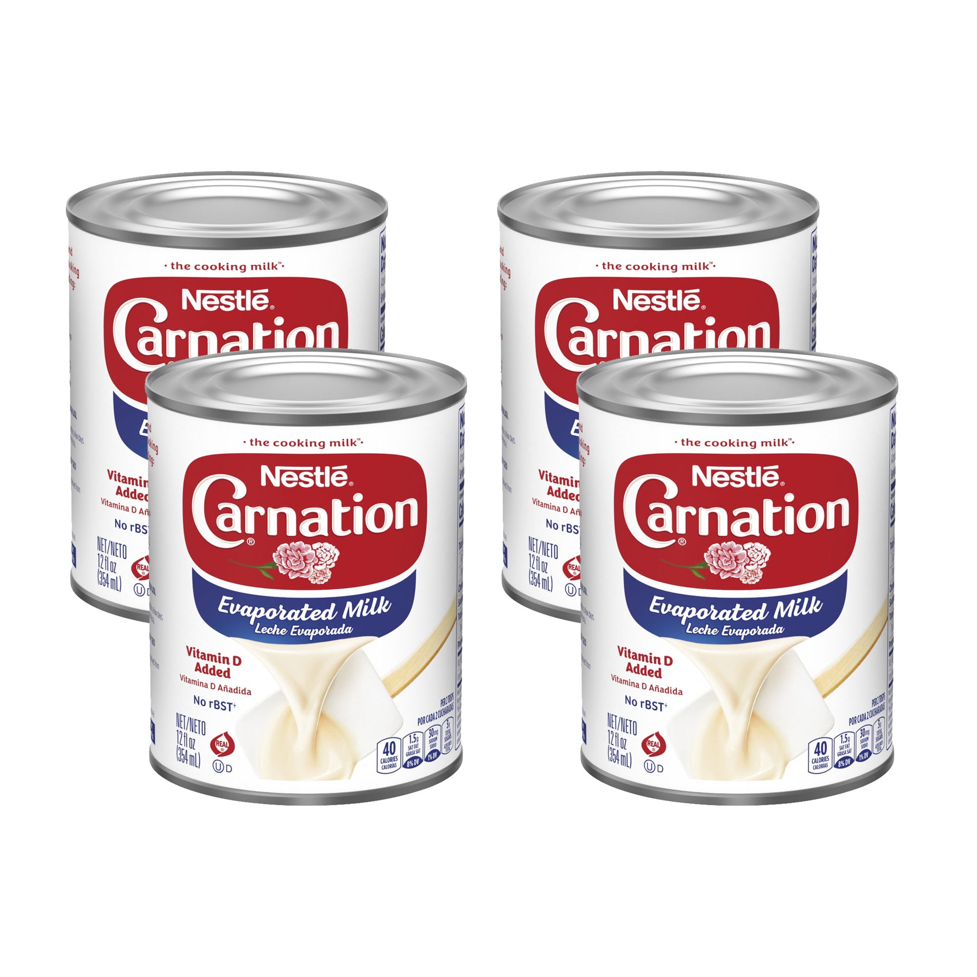 Nestle Carnation Vitamin D Added Evaporated Milk for Holiday Baking, 12 fl. oz (Pack of 4)