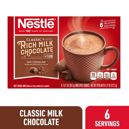 Nestle Classic Rich Milk Chocolate Flavor Hot Cocoa, 4.27 oz, 6 Count Box