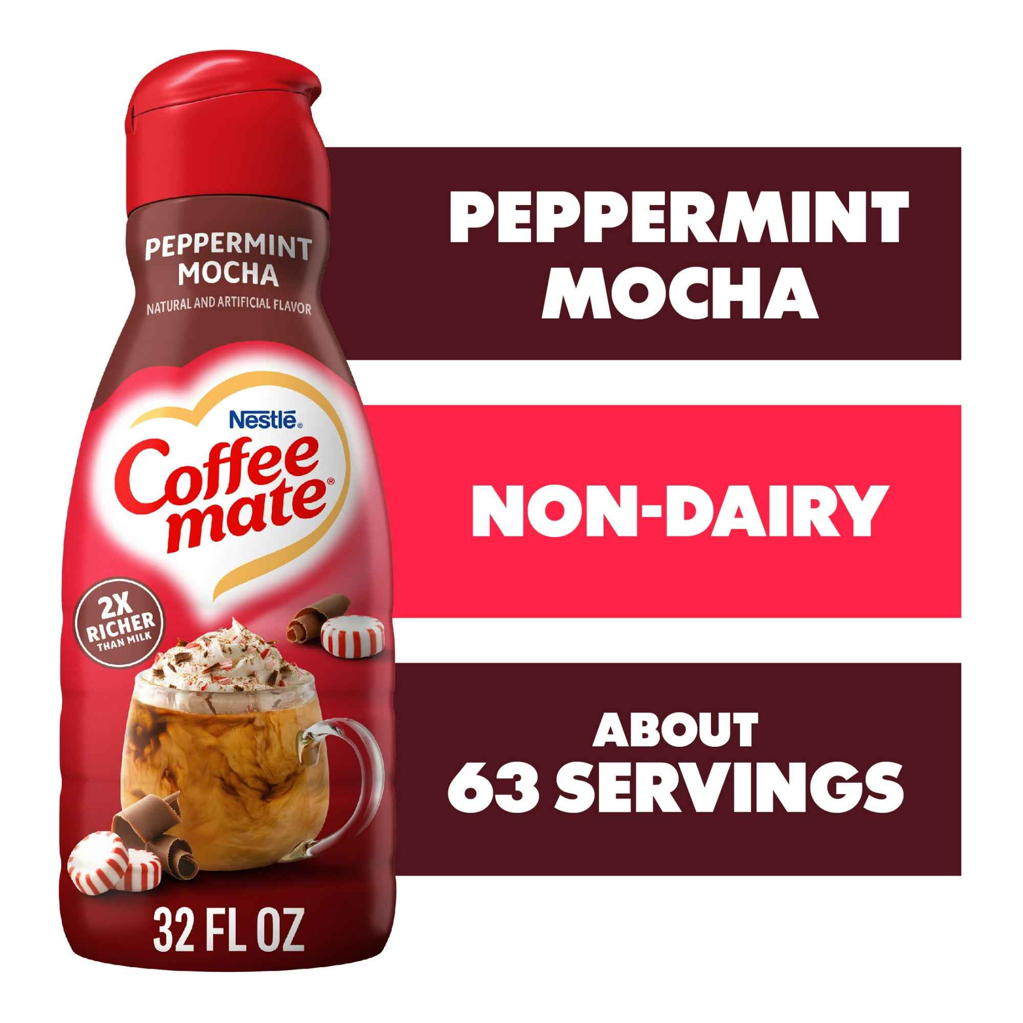 Coffee mate Peppermint Mocha Non-Dairy Liquid Coffee Creamer, 32 fl oz