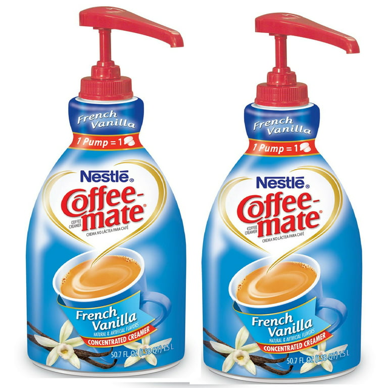 Nestle Coffee Mate Coffee Creamer French Vanilla Concentrated Liquid Pump Bottle Non Dairy No Refrigeration 50.7 fl. oz (Pack of 2)