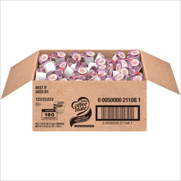 Nestle Coffee mate Coffee Creamer, Italian Sweet Crme, Liquid Creamer Singles, Box of 180 Singles Pack of 180