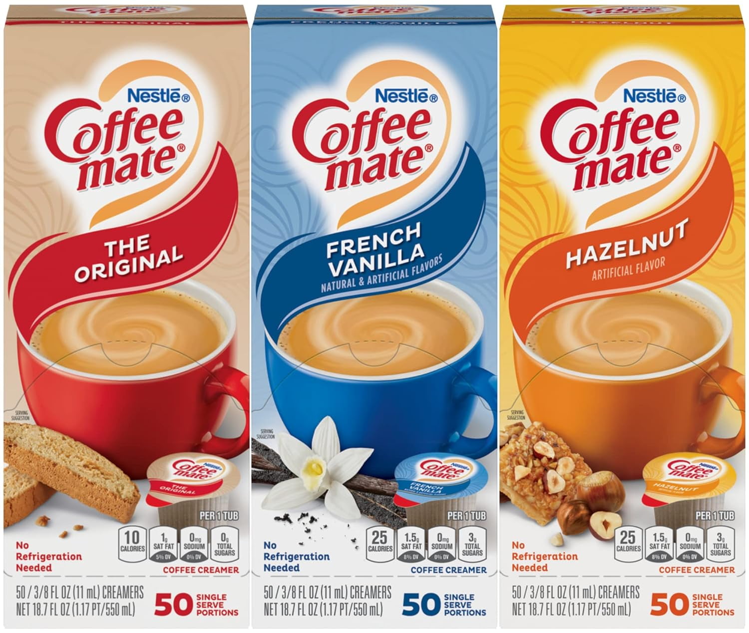 Nestle Coffee mate Creamer Singles Variety Pack, Original, French