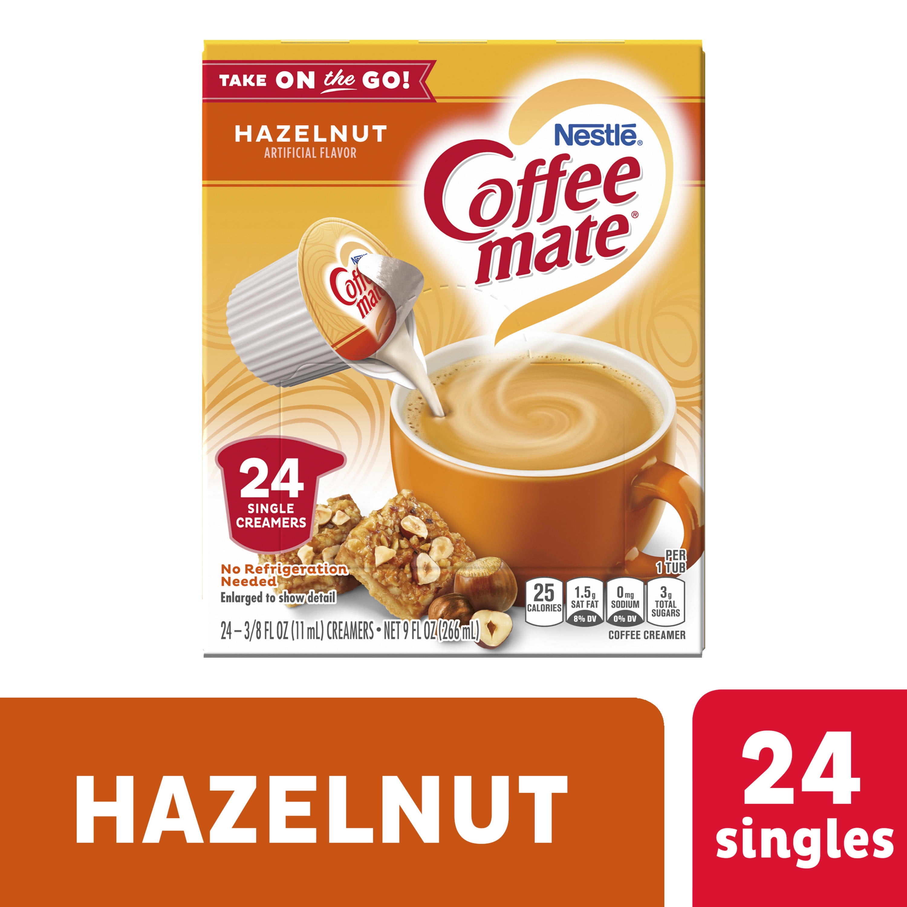 Nestle Coffee mate Hazelnut Liquid Coffee Creamer Singles, 9 fl oz, 24