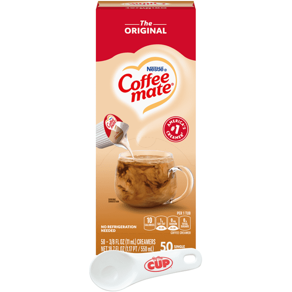 Nestle Coffee mate Liquid Coffee Creamer Singles, Original, 50 Ct Box with Coffee Scoop