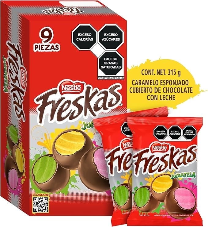 Nestle Freskas Flavored Sponge Toffee Balls Covered in Chocolate, 9 x 1.24 oz