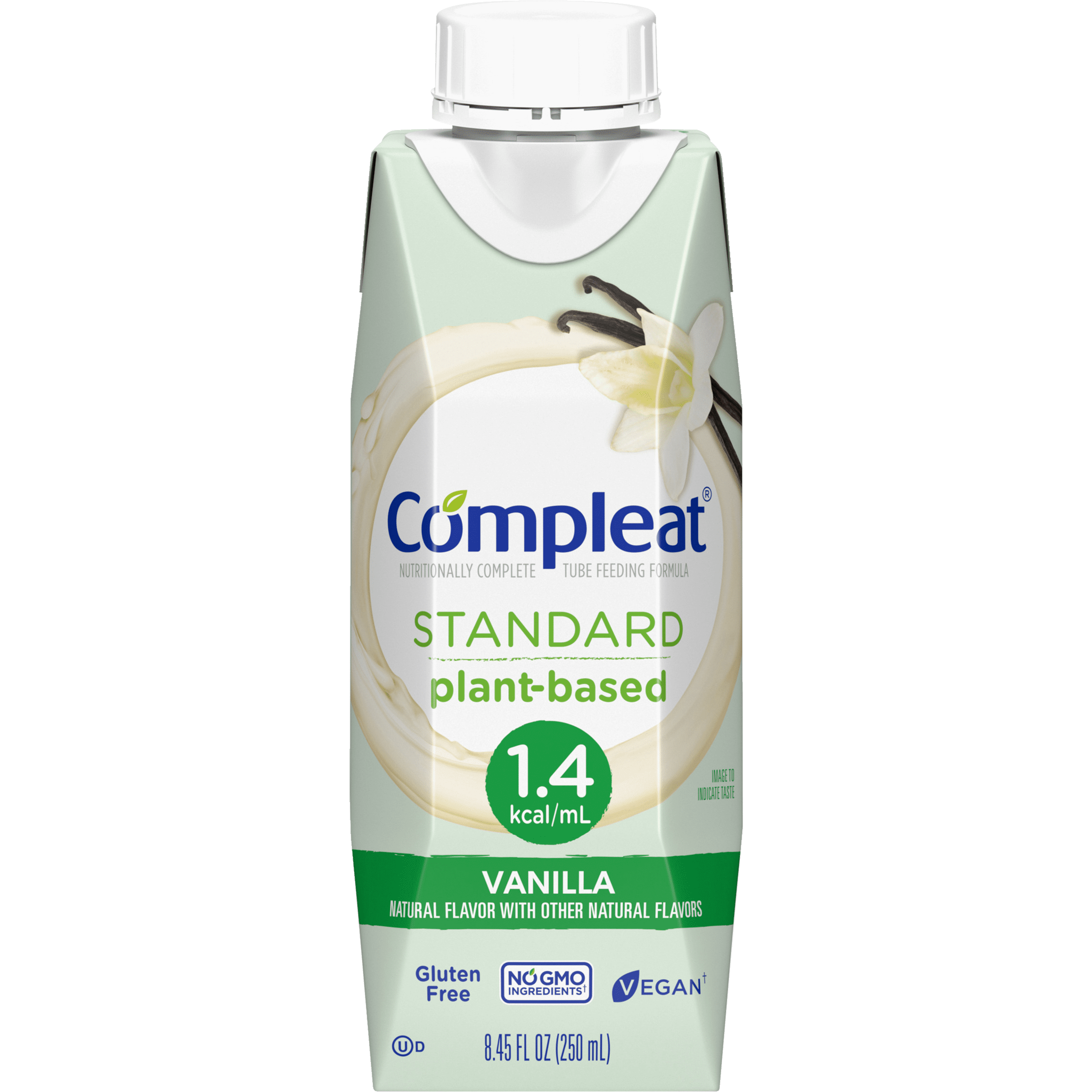 Compleat Standard 1.4mL Vegan Vanilla Plant-Based Nutrition Shake, Tube Feeding Formula, Drinking 8.45 fl oz