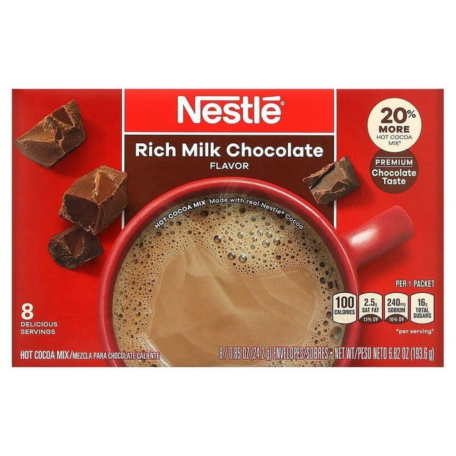Nestle Hot Cocoa Mix Hot Cocoa Mix Rich Milk Chocolate 8 Envelopes 0.85 oz (24.2 g) Pack of 2