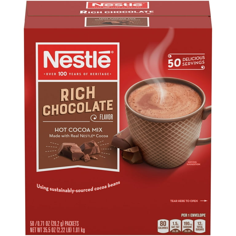 Hot Cocoa Mix, Rich Chocolate, .71oz, 50/Box Hot Cocoa Mix, Rich Chocolate, .71oz, 50/Box