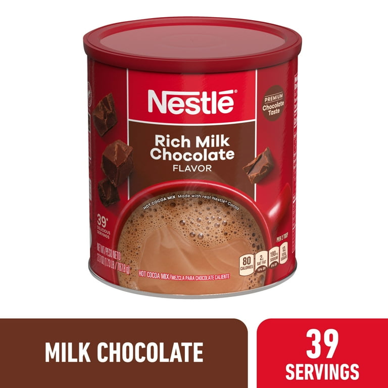 Nestle Hot Cocoa Rich Milk Chocolate Flavored Mix Powder, 27.7 oz, Can
