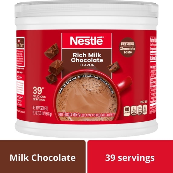 Nestle Hot Cocoa Rich Milk Chocolate Flavored Mix Powder, 27.7 oz, Can