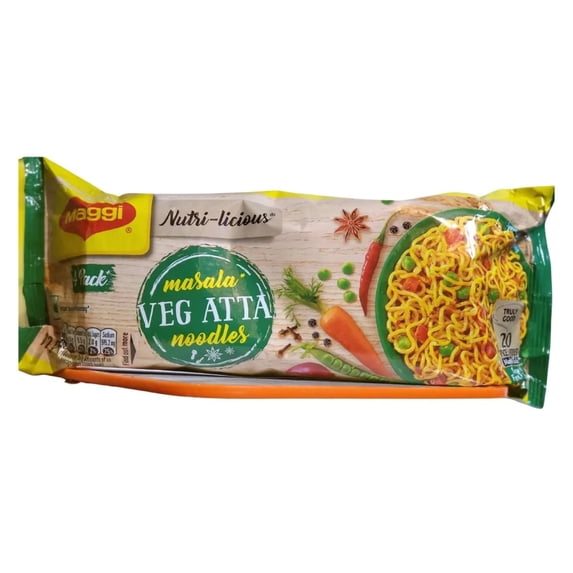 Nestle India Maggi Masala Veg Atta Noodles, Whole Wheat, Pack of 6, 292g