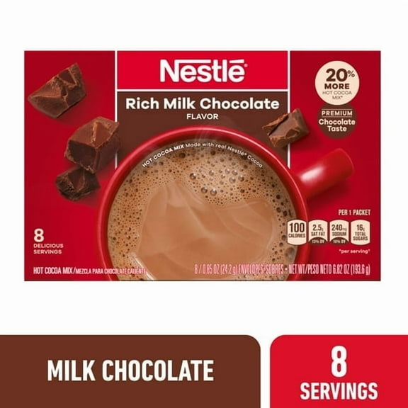 Nestle Insant Hot Cocoa Rich Milk Chocolate Flavored Mix Powder, 6.829 oz, 11 Count Box