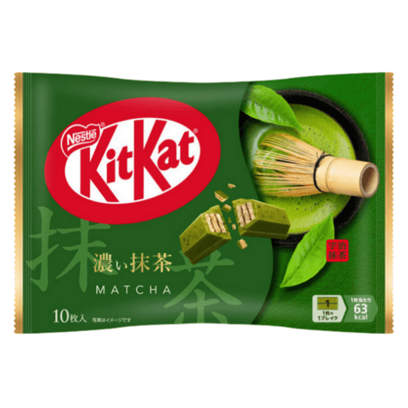 KITKAT Mini Matcha Strong Green Tea Chocolate, 10 Bars, Japanese snack