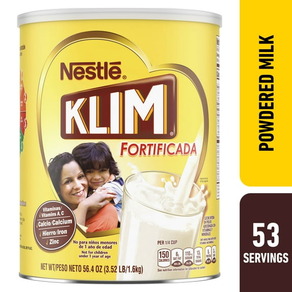 Nestle Klim Fortificada Dry Whole Milk Powder, Toddler Formula, 53 Total Servings, 3.52 lbs.
