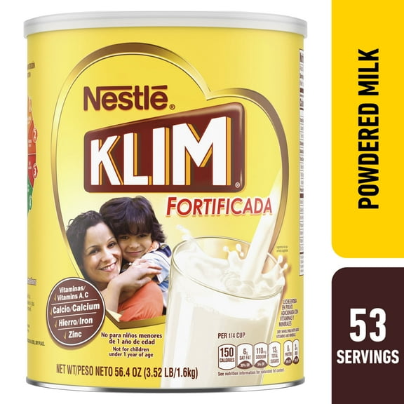 Nestle Klim Fortificada Dry Whole Milk Powder, Toddler Formula, 53 Total Servings, 3.52 lbs.