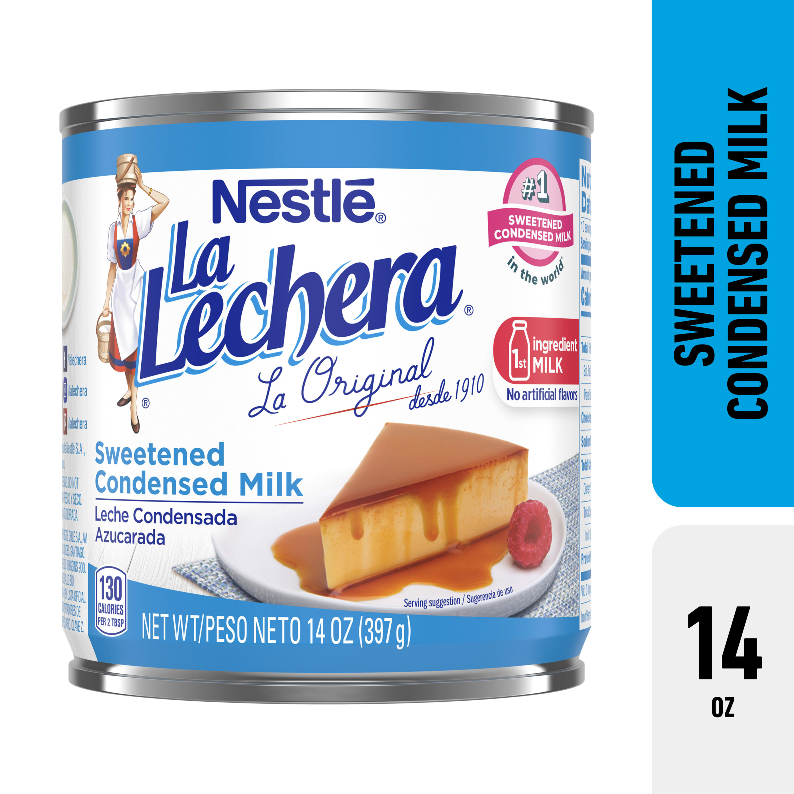 Nestle La Lechera Sweetened Condensed Milk, Good Source of Calcium,14 oz, White