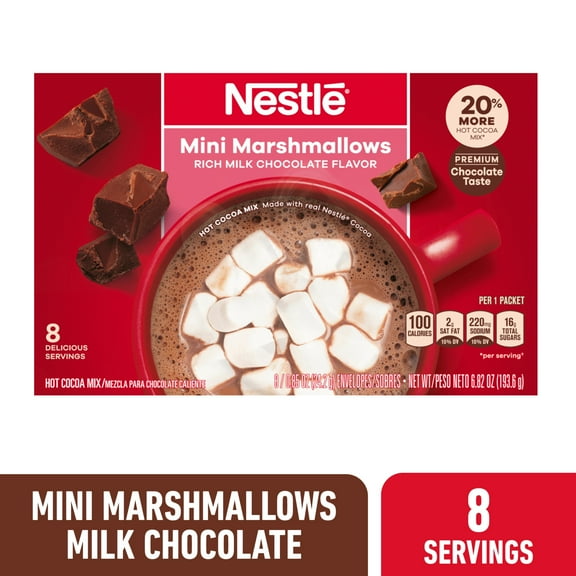 Nestle Mini Marshmallow Insant Hot Cocoa Mix Powder for Hot Chocolate, 6.829 oz, 8 Count
