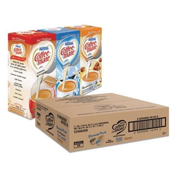 Nestle NES 0.38 oz Mini Cups French Vanilla, Hazelnut Original Liquid Coffee Creamer