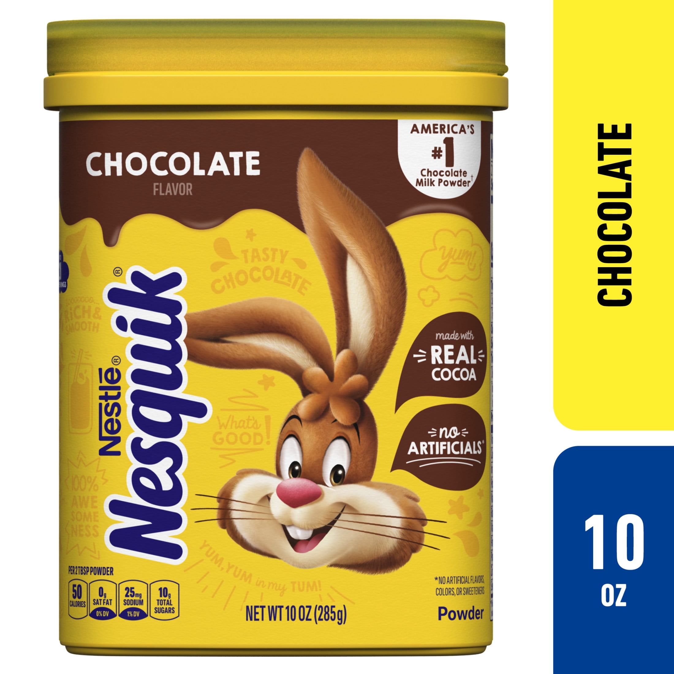 Nestle Nesquik Chocolate Flavor Powder Drink Mix, 10 oz, Can