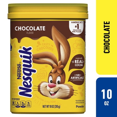 Nestle Nesquik Chocolate Flavor Powder Drink Mix, 10 oz, Can