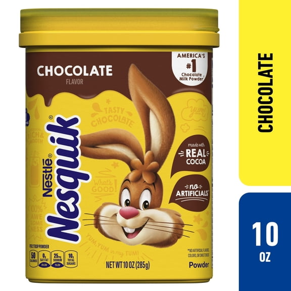 Nestle Nesquik Chocolate Flavor Powder Drink Mix, 10 oz, Can