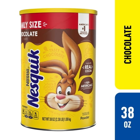 Nestle Nesquik Chocolate Flavor Powder Drink Mix Canister, 38 oz, Can