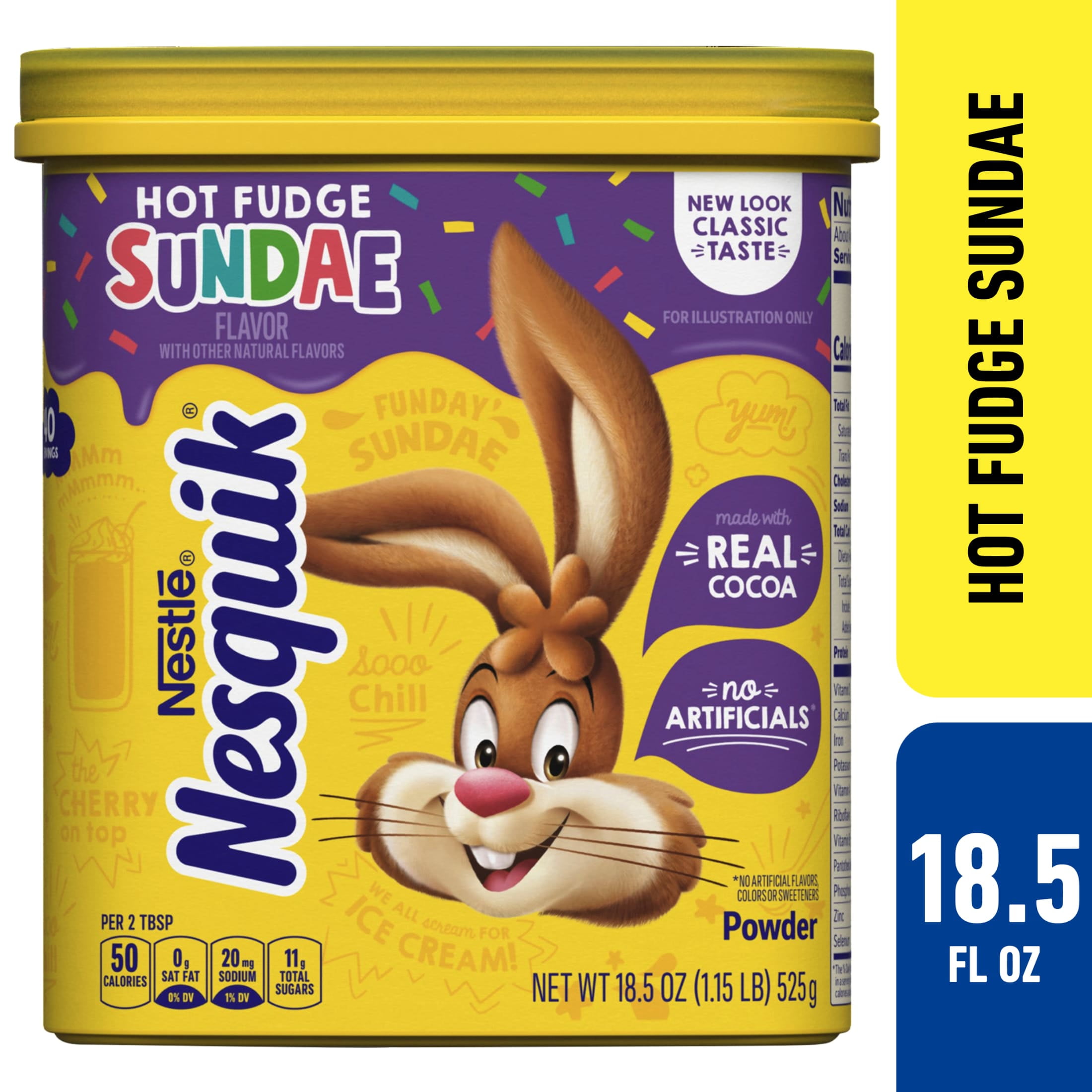 Nestle Nesquik Hot Fudge Sundae Flavor Powder Drink Mix, 18.519 oz, Can