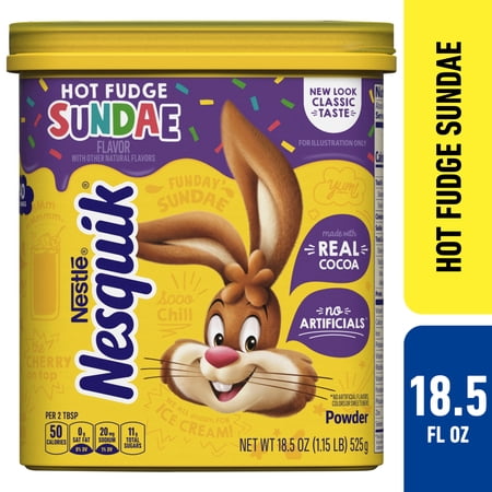 Nestle Nesquik Hot Fudge Sundae Flavor Powder Drink Mix, 18.519 oz, Can