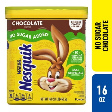 Nestle Nesquik No Sugar Added Chocolate Powder, 16 oz, Can, Makes Instant Chocolate Milk