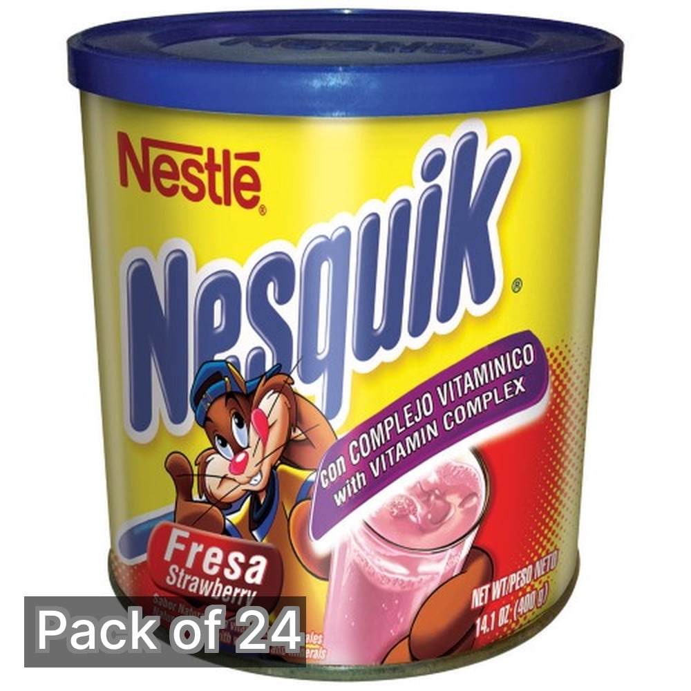 Nestle Nesquik Powdered Drink, Fresa Strawberry 14.1 oz (Pack of 24)
