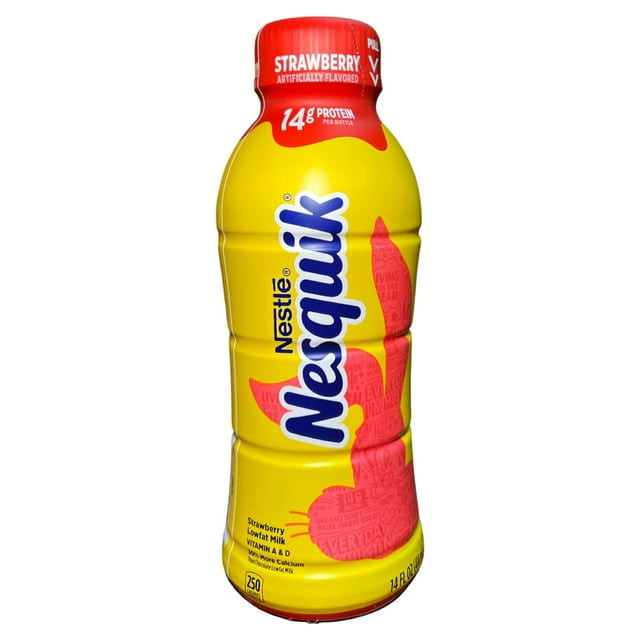 Nestle Nesquik Strawberry Lowfat Milk, 14 Fl Oz, Pack of 12 Pack