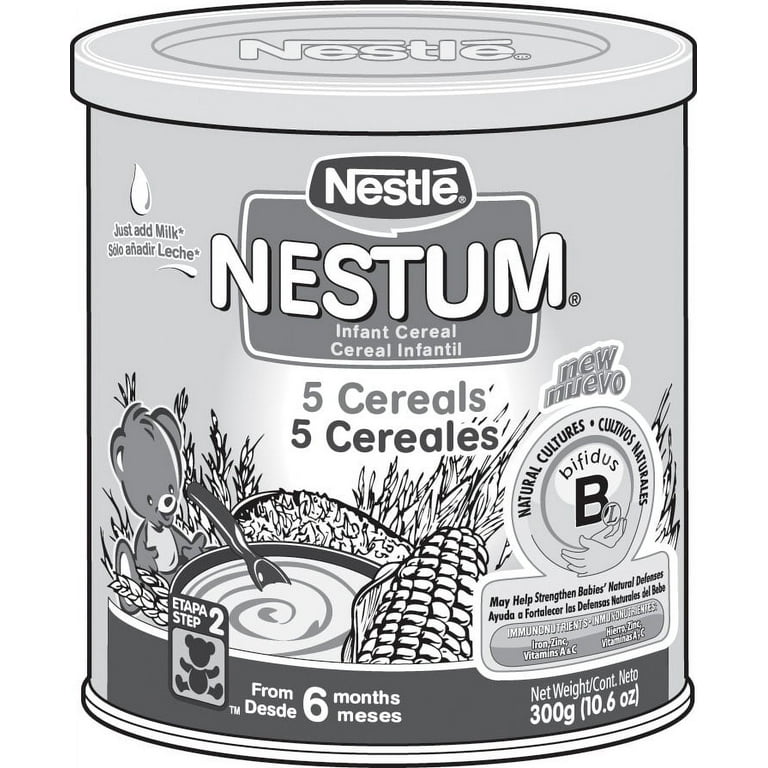 Nestle Nestum Cereal infantil, 5 cereales, 10.6 onzas (paquete de 12)