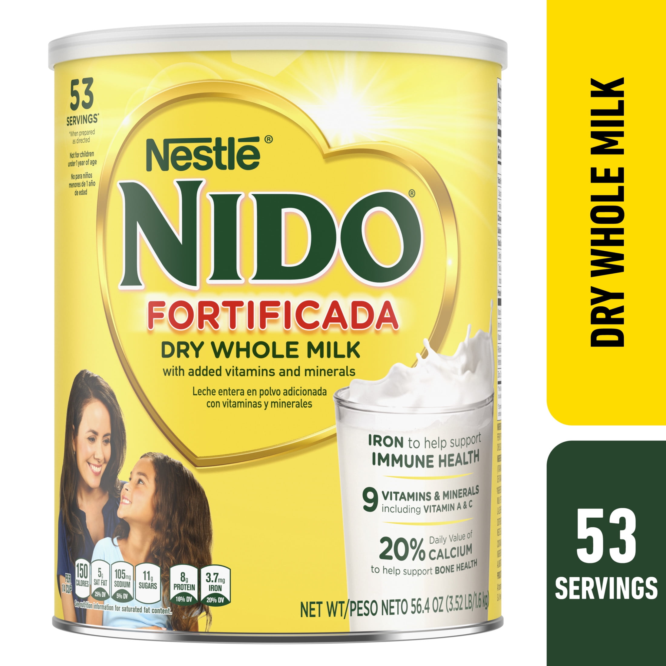 Nestle Nido Fortificada Powdered Drink Mix, Dry Whole Milk Powder, 56.4 oz