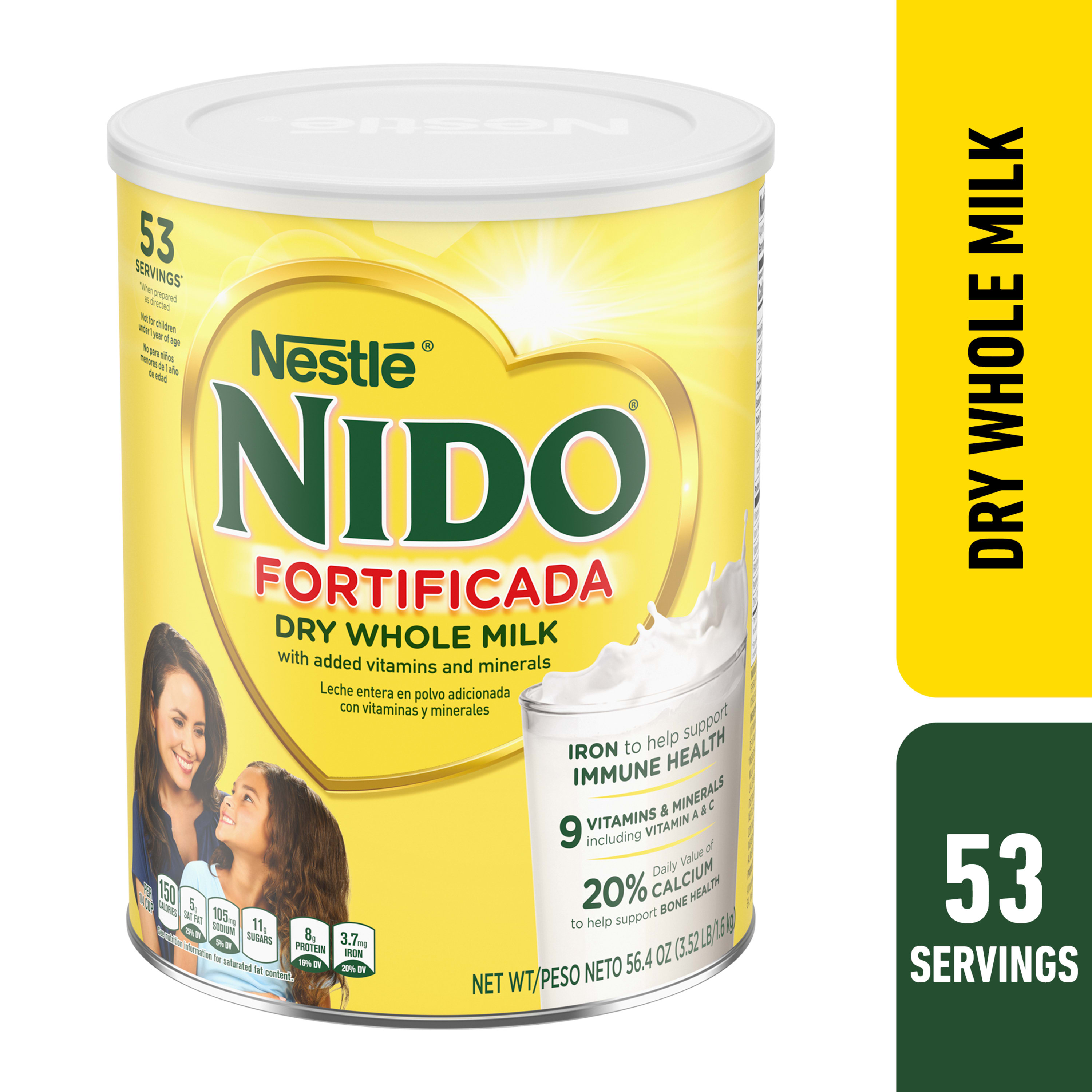 Nestle Nido Fortificada Powdered Drink Mix, Dry Whole Milk Powder, 56.4 oz - image 1 of 13