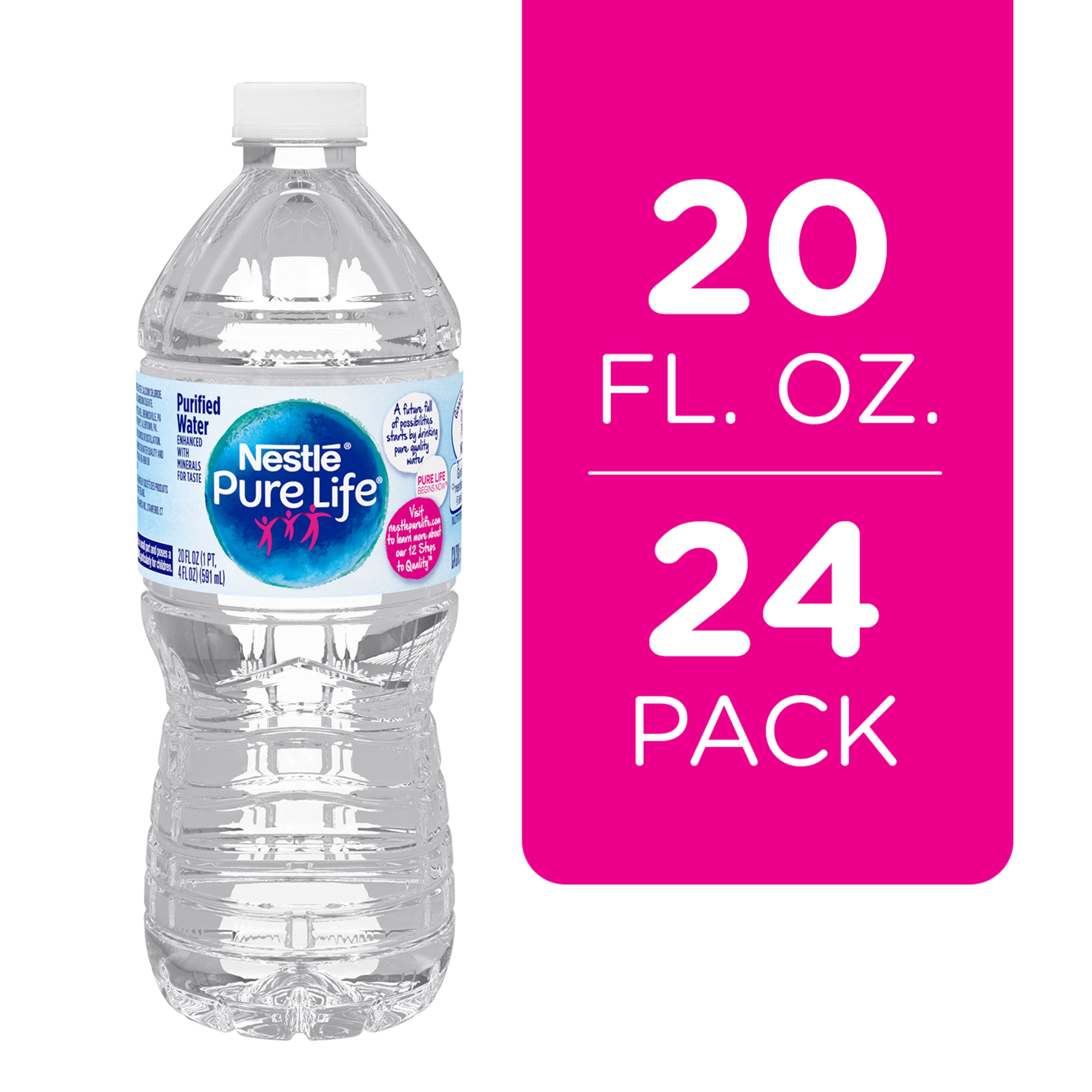 Pure Life Drinking Water, 24 Pack Case, 20 Fl Oz Purified Plastic 