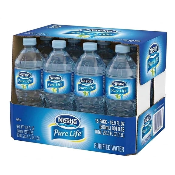 Nestle Pure Life Purified Water Plastic Bottles 15 Pack 16.9 fl oz